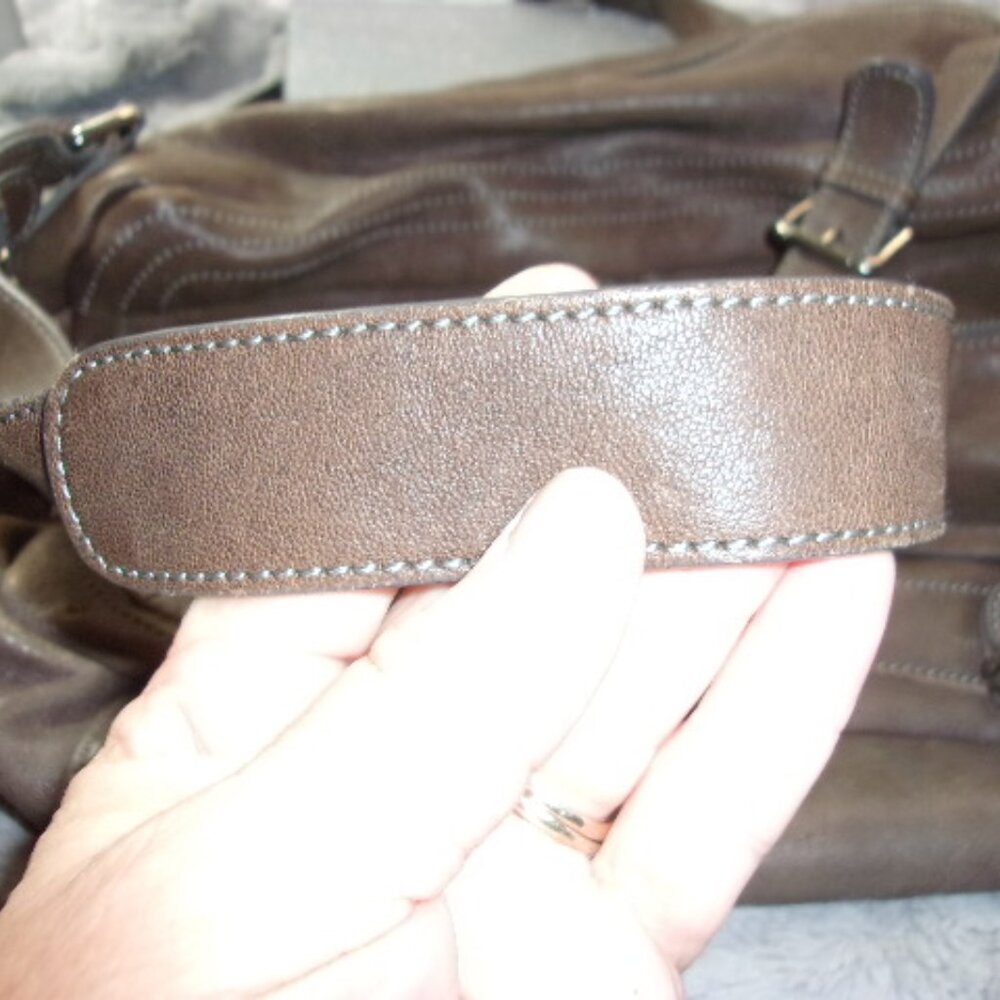 E-95 SORIAL (NEW YORK) BROWN LEATHER SHOULDER BAG - Picture 4 of 16